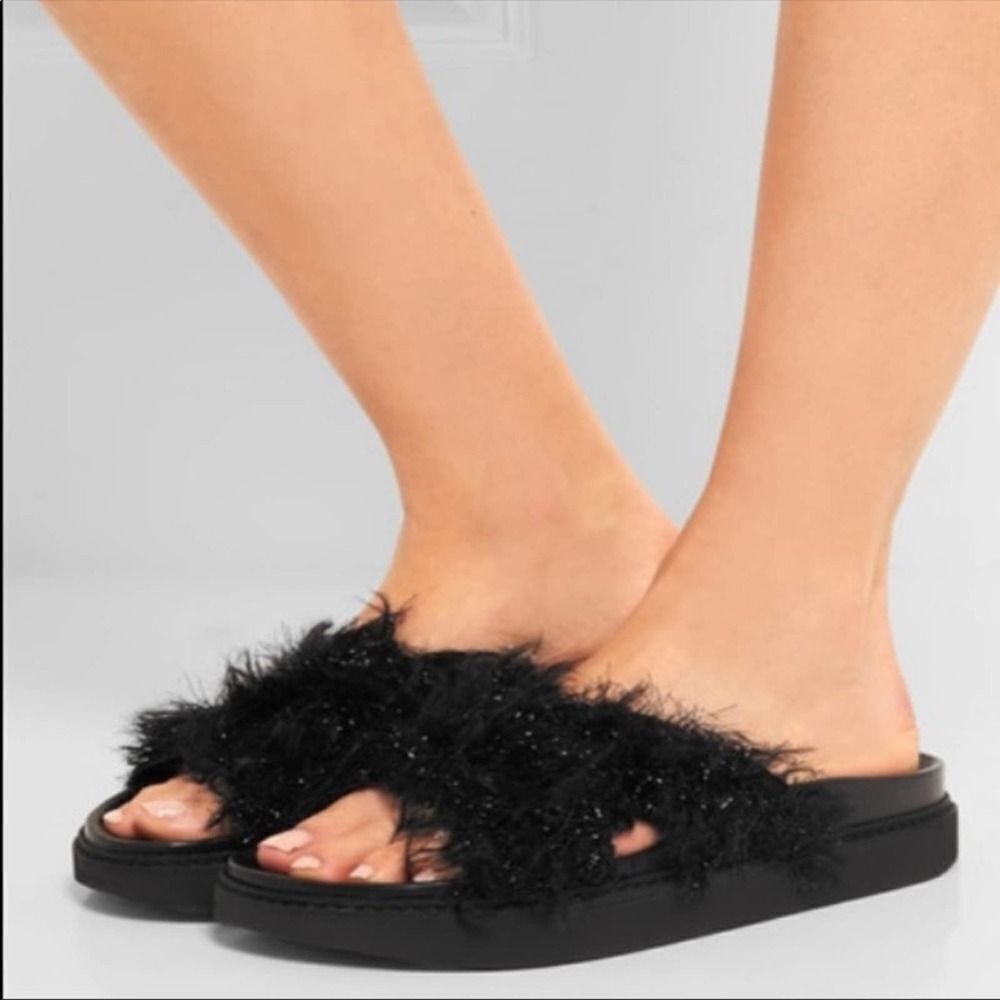 Simonerocha Faux Fur Platform Slides